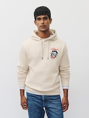 Ecru Neutral Rolling Stones Licence Graphic Overhead Hoodie - Image 2 of 8