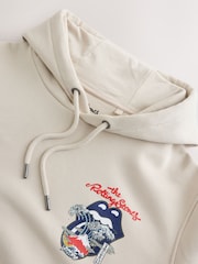 Ecru Neutral Rolling Stones Licence Graphic Overhead Hoodie - Image 7 of 8