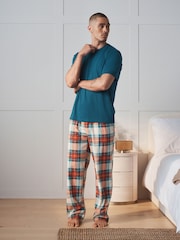 Red/Blue Short Sleeve Cosy Check Jersey Pyjamas Set - Image 1 of 7