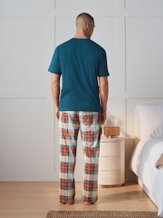 Red/Blue Short Sleeve Cosy Check Jersey Pyjamas Set - Image 4 of 7