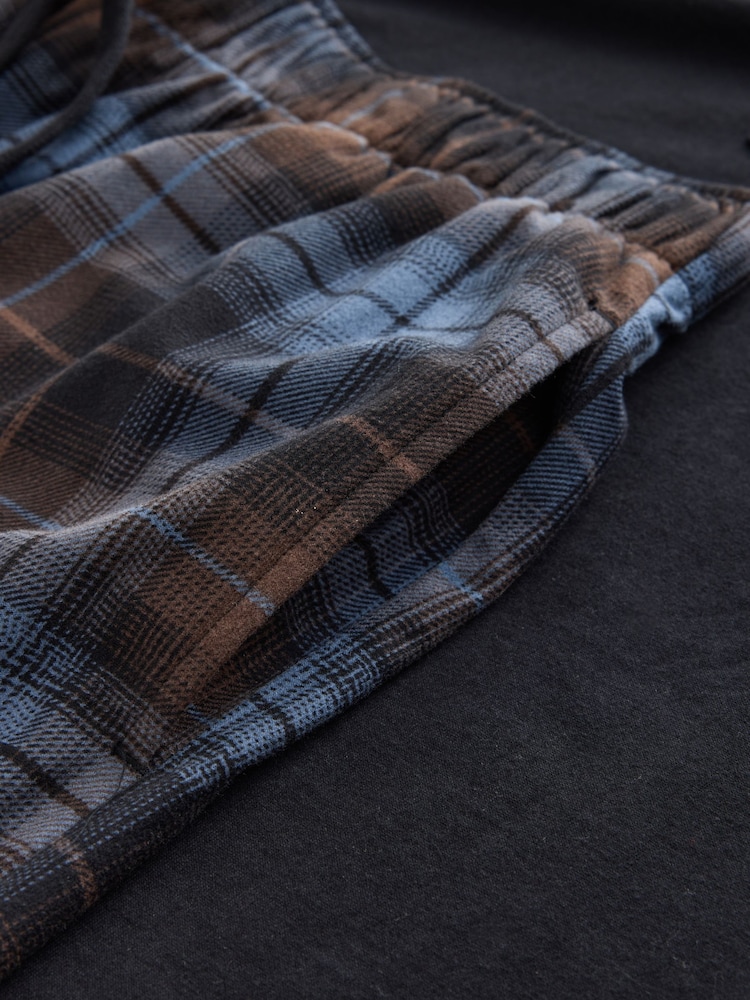 Black Short Sleeve Cosy Check Jersey Pyjamas Set - Image 4 of 4 Black Short Sleeve Cosy Check Jersey Pyjamas Set - Image 4 of 4