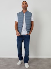 Μπλε ντένιμ - Threadbare καπιτονέ υβριδικό Αμάνικο μπουφάν - Εικόνα 3 του 4