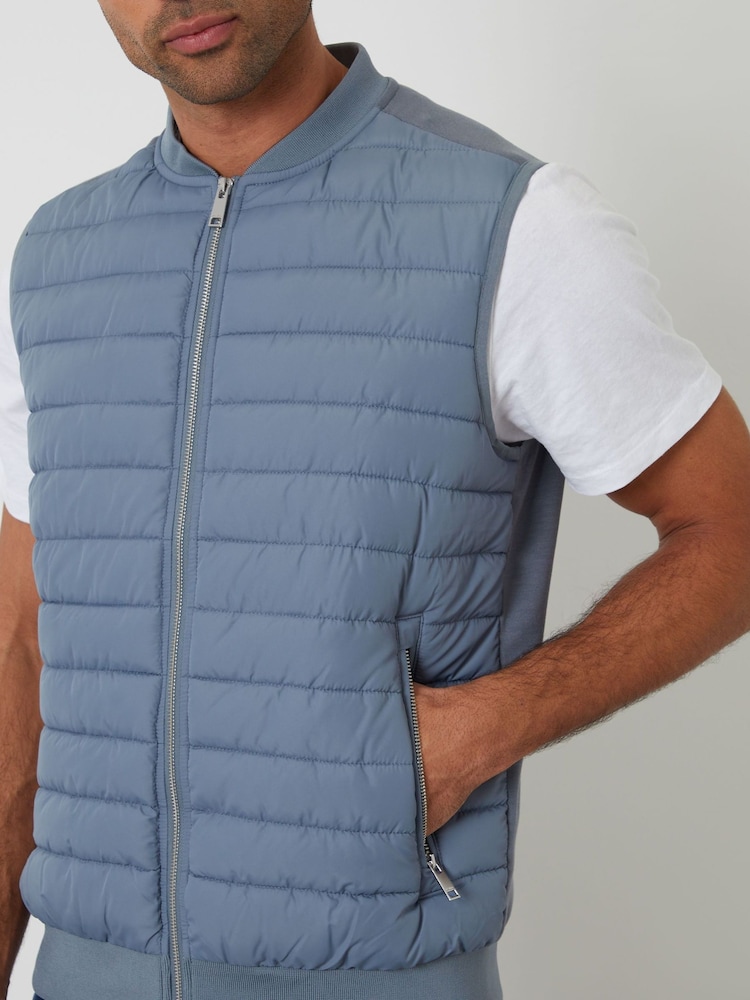 Μπλε ντένιμ - Threadbare καπιτονέ υβριδικό Αμάνικο μπουφάν - Εικόνα 4 του 4