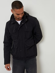 Threadbare Black Hooded Utility Coat - Image 1 of 5