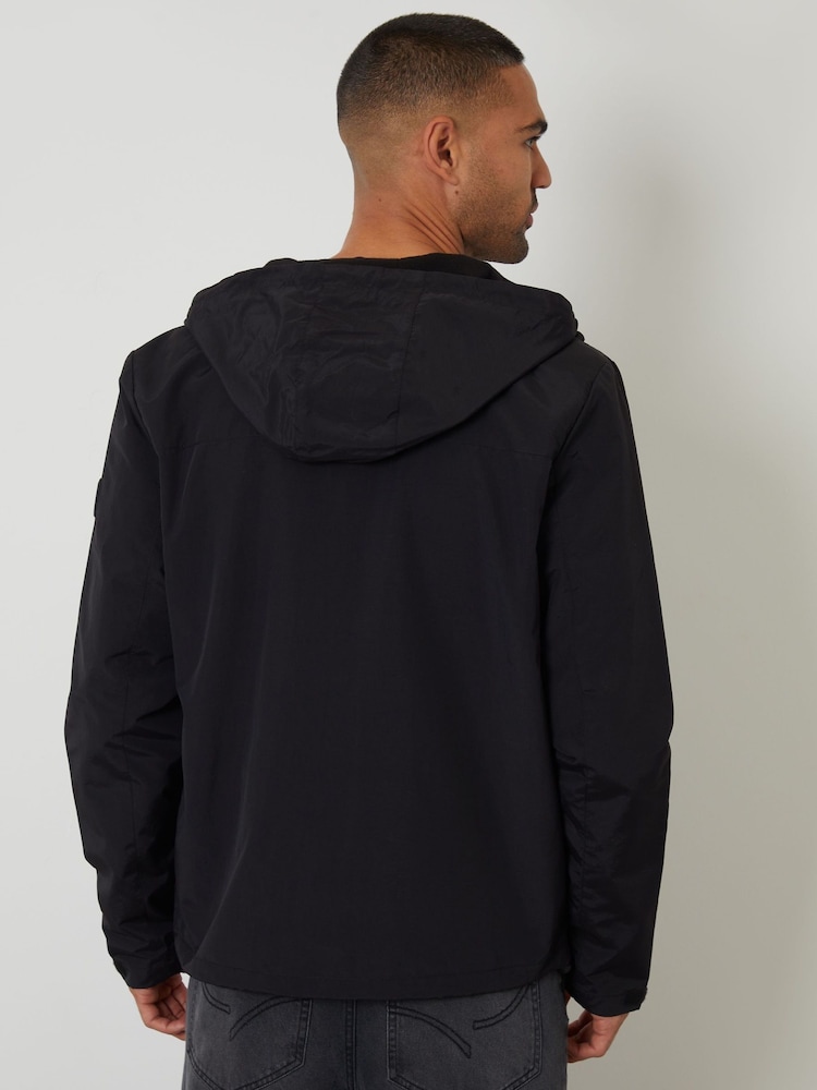 Threadbare Black Hooded Utility Coat - Image 2 of 5