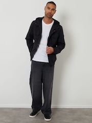 Threadbare Black Hooded Utility Coat - Image 3 of 5