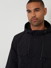 Threadbare Black Hooded Utility Coat - Image 4 of 5