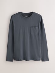 כחול/אפור - Pure Cotton Long Sleeve Jersey Pyjamas Set - תמונה 13 מתוך 16