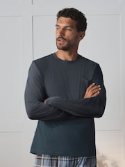 כחול/אפור - Pure Cotton Long Sleeve Jersey Pyjamas Set - תמונה 2 מתוך 16