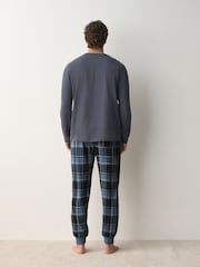 כחול/אפור - Pure Cotton Long Sleeve Jersey Pyjamas Set - תמונה 5 מתוך 16