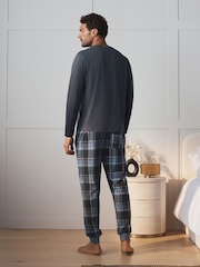 כחול/אפור - Pure Cotton Long Sleeve Jersey Pyjamas Set - תמונה 7 מתוך 16