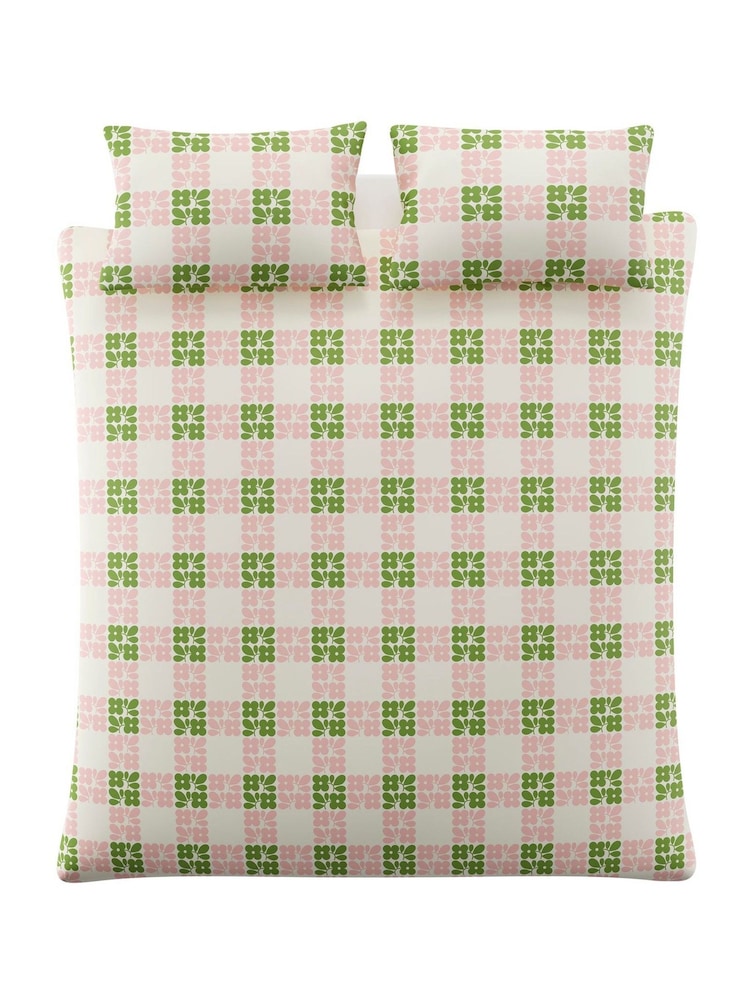 Orla Kiely Dill Pink Floret Check 200 Thread Count Duvet Cover and Pillowcase Set - Image 5 of 5