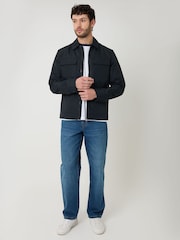 Threadbare Blue Showerproof Lightweight Zip Up Jacket With Collar - Image 3 of 5