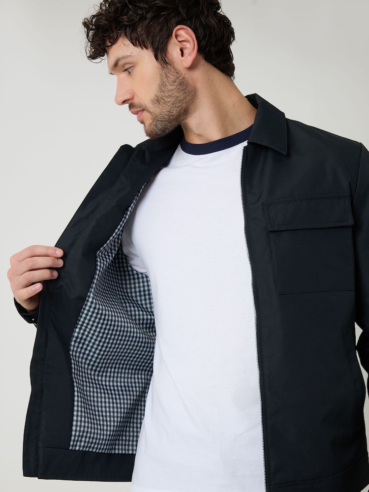 Threadbare Blue Showerproof Lightweight Zip Up Jacket With Collar - Image 5 of 5 Threadbare Blue Showerproof Lightweight Zip Up Jacket With Collar - Image 5 of 5