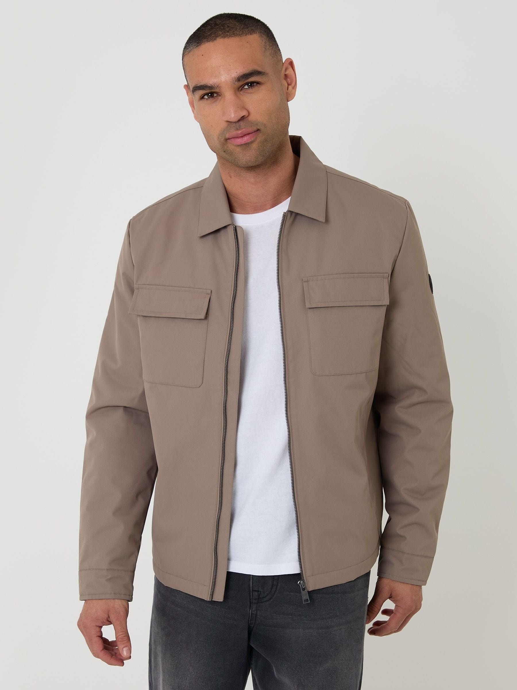 Buy Threadbare Brown Showerproof Padded Collared Zip Up Jacket Buy Threadbare Brown Showerproof Padded Collared Zip Up Jacket