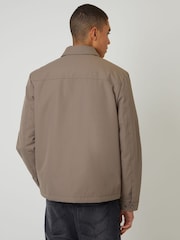 بني - سترة خفيفة مقاومة للرذاذ بسحّاب وياقة من Threadbare - صورة 2 من 4