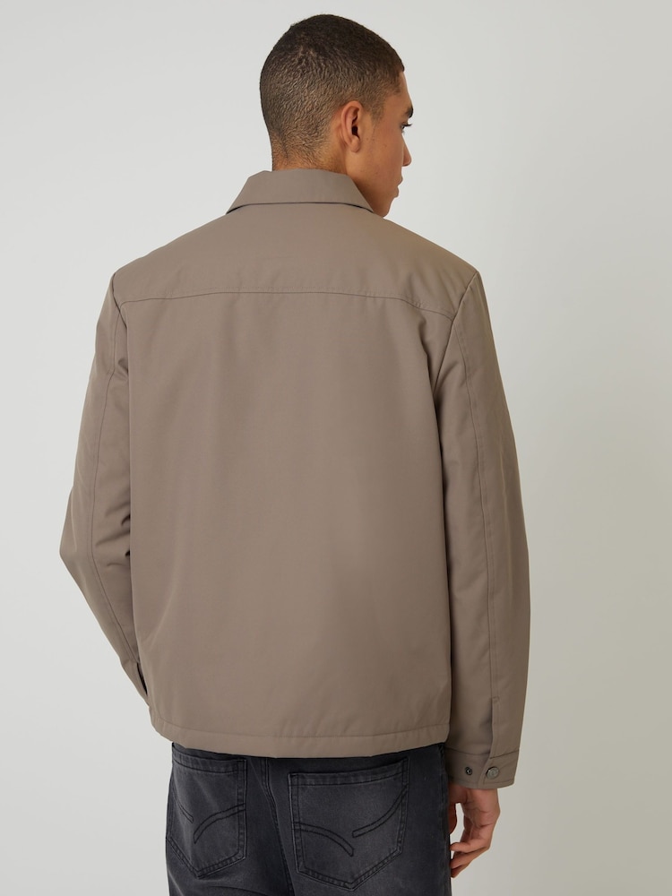 بني - سترة خفيفة مقاومة للرذاذ بسحّاب وياقة من Threadbare - صورة 2 من 4