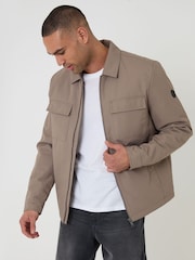 Threadbare Brown Showerproof Lightweight Collared Zip Up Jacket - Image 5 of 5