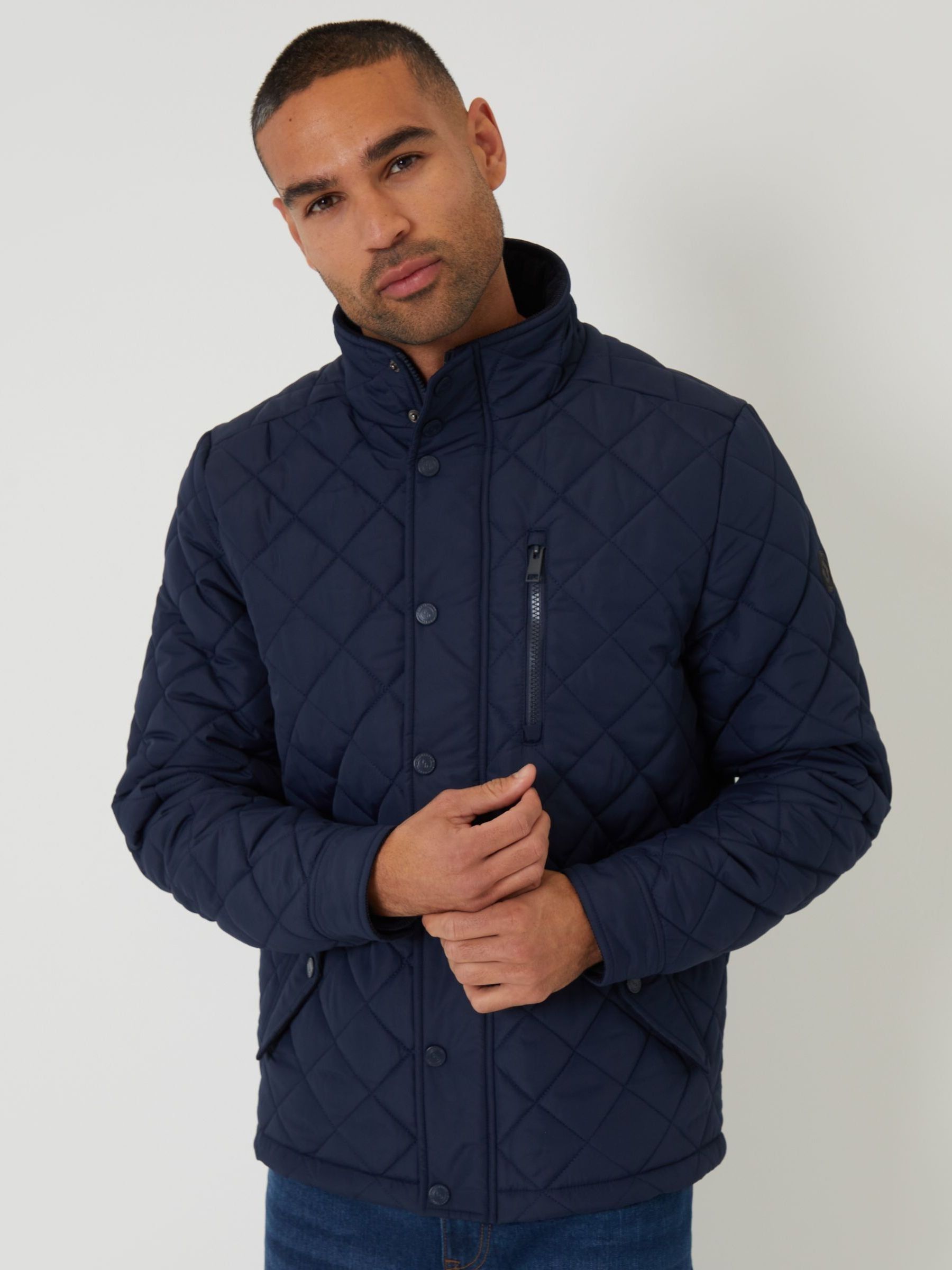 Buy Threadbare Blue Funnel Neck Diamond Quilted Jacket from the Next UK ...