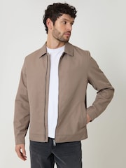 Braun - Threadbare Showerproof Lightweight Collared Zip Through Jacket - Bild 1 von 5