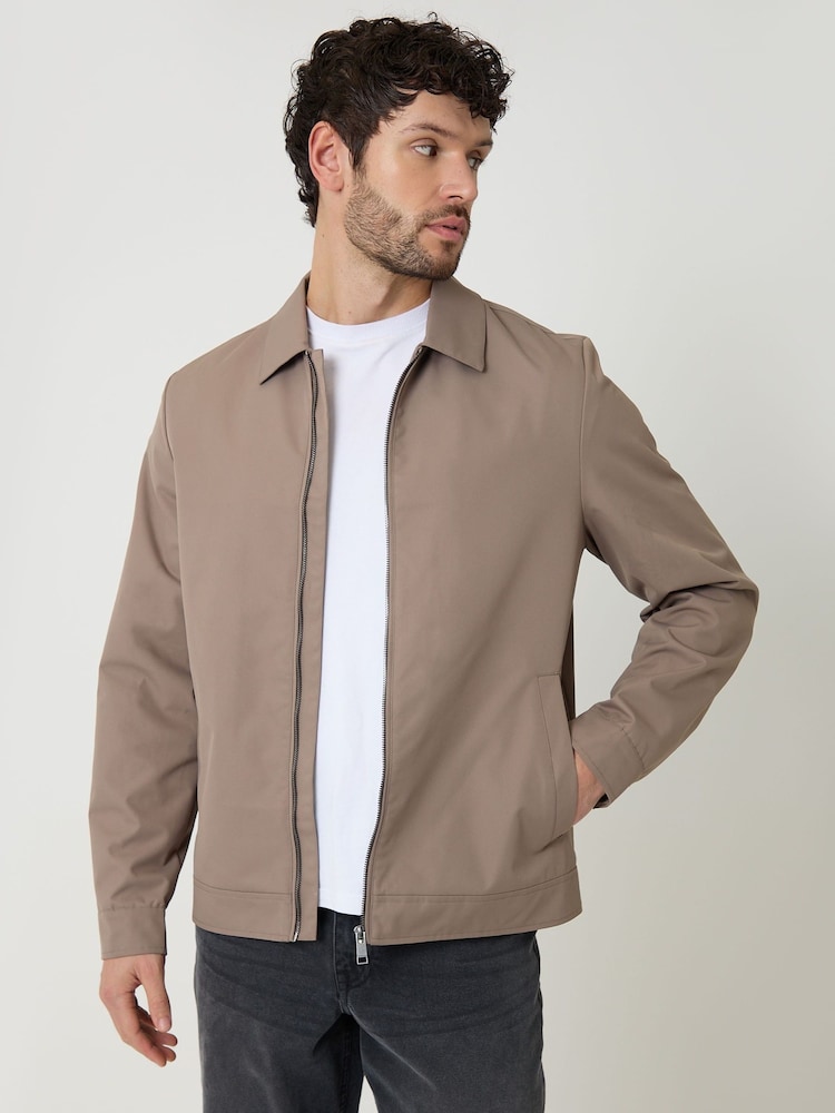 Braun - Threadbare Showerproof Lightweight Collared Zip Through Jacket - Bild 1 von 5 Braun - Threadbare Showerproof Lightweight Collared Zip Through Jacket - Bild 1 von 5