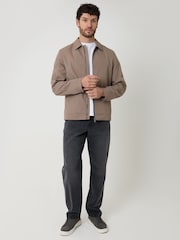 Braun - Threadbare Showerproof Lightweight Collared Zip Through Jacket - Bild 3 von 5