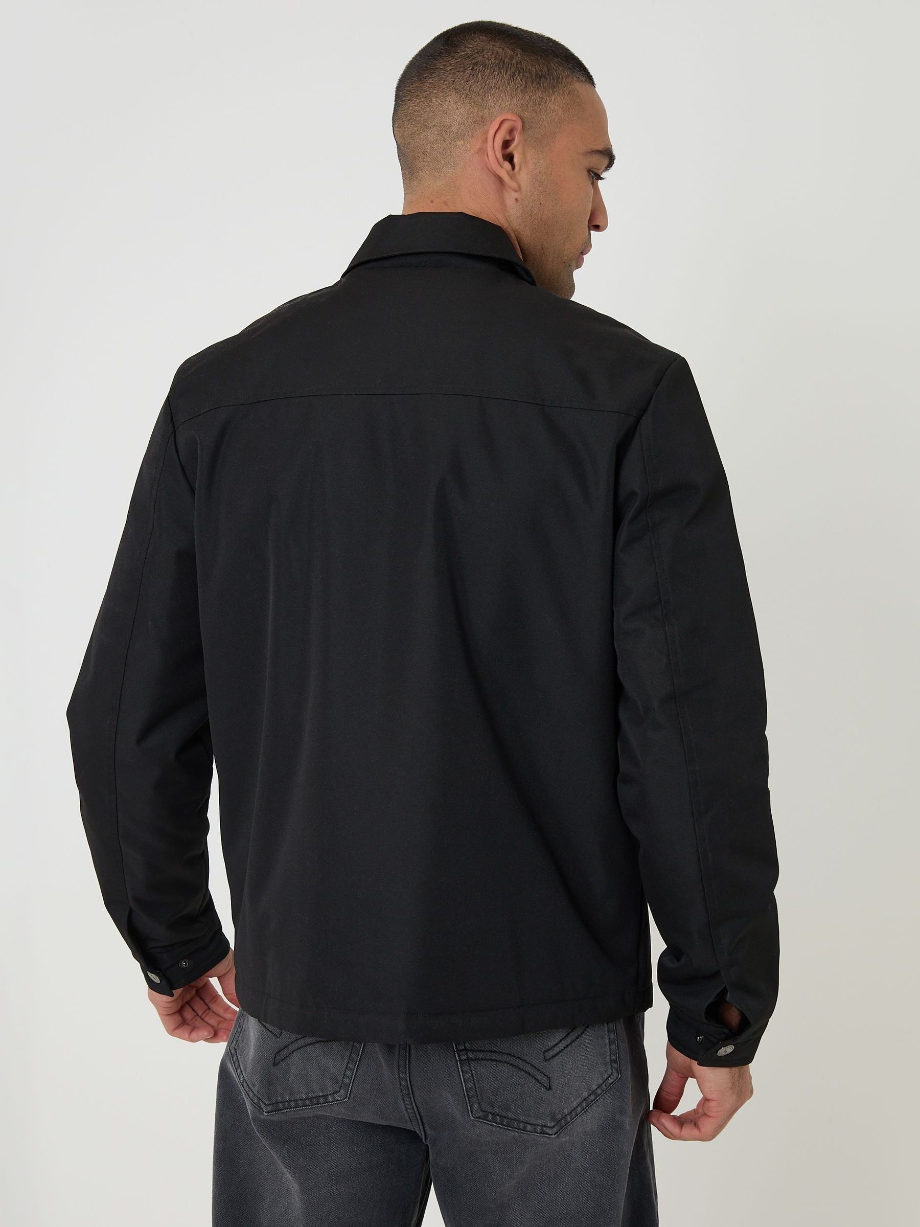 Buy Threadbare Black Showerproof Padded Collared Zip Up Jacket