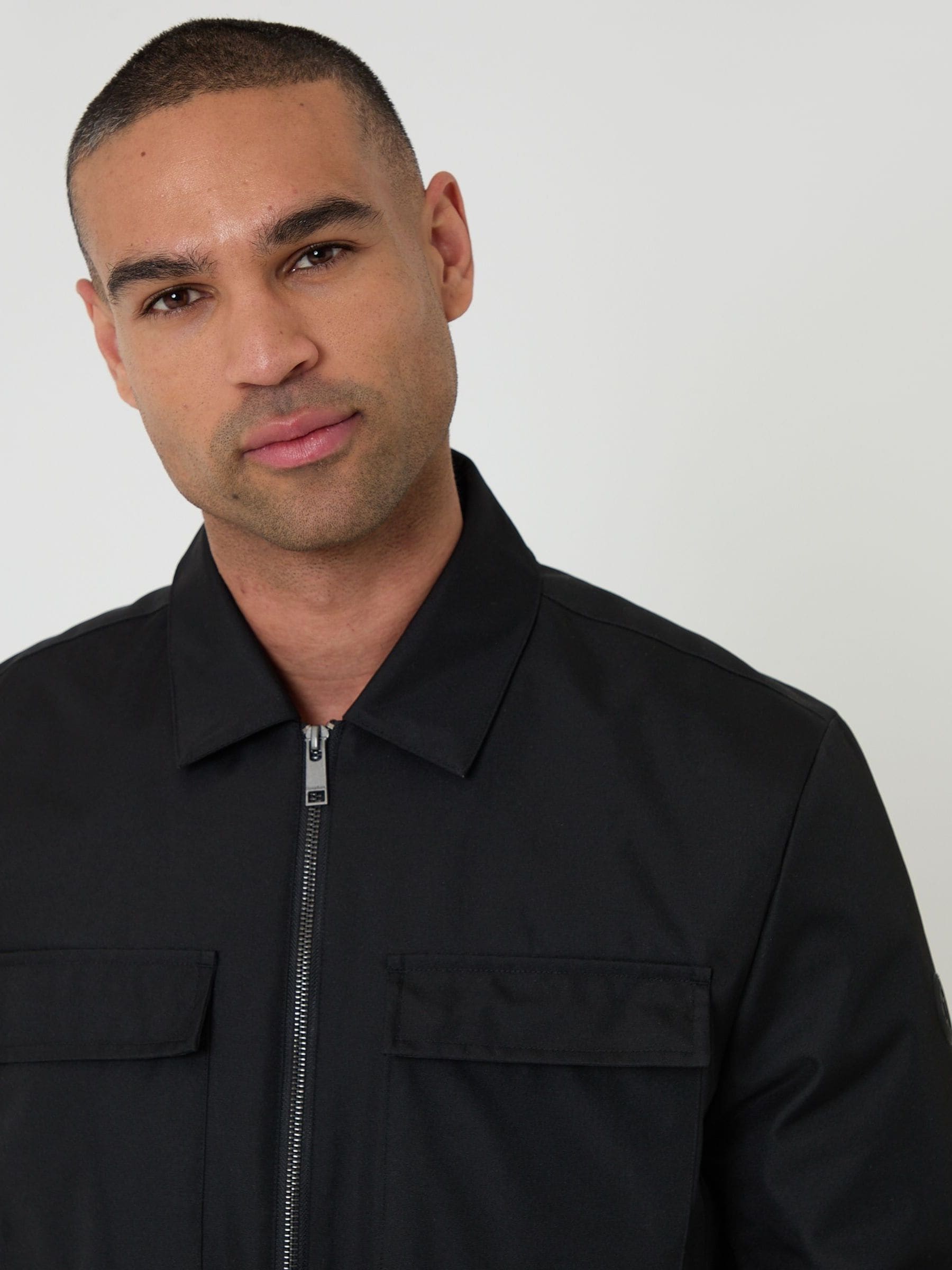 Buy Threadbare Black Showerproof Padded Collared Zip Up Jacket
