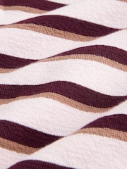 Pink / Chocolate Brown Stripe Rugby Collar Loungewear Set - Image 10 of 10