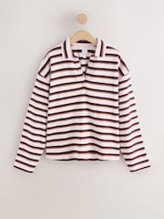 Pink / Chocolate Brown Stripe Rugby Collar Loungewear Set - Image 7 of 10
