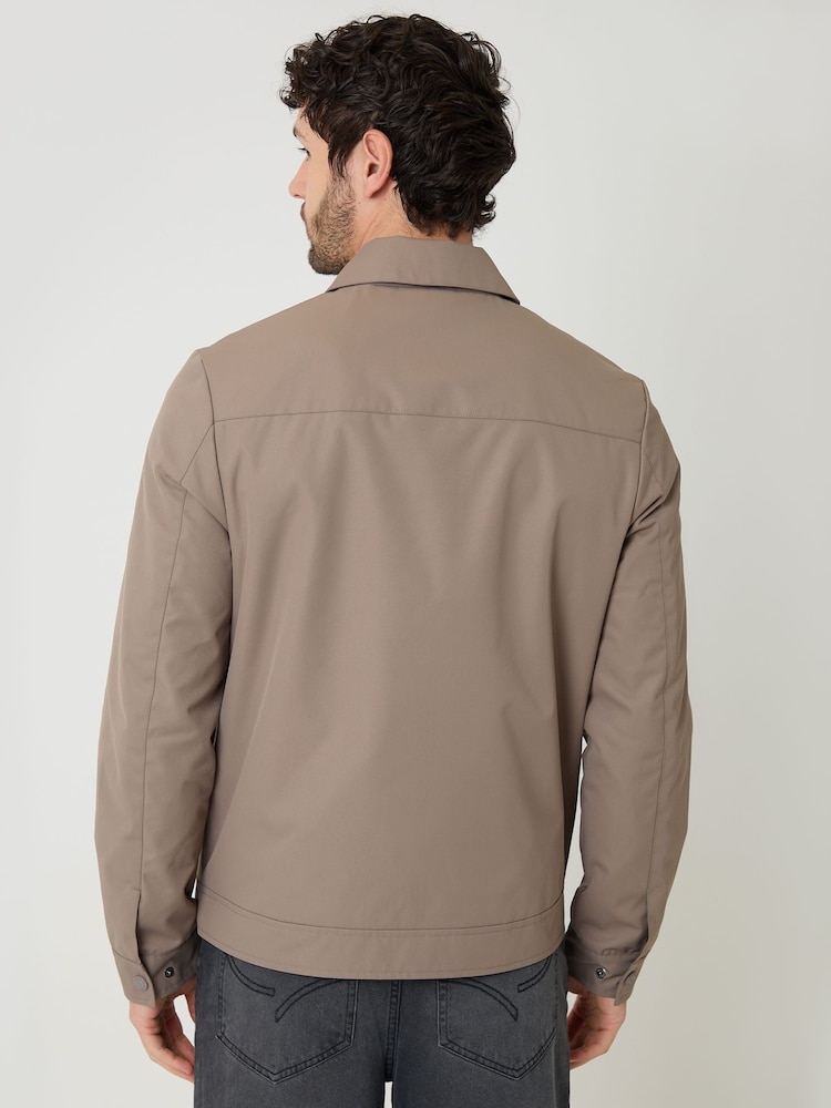Threadbare Brown Showerproof Lightweight Zip Up Jacket With Collar - Image 2 of 5 Threadbare Brown Showerproof Lightweight Zip Up Jacket With Collar - Image 2 of 5