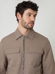 Threadbare Brown Showerproof Lightweight Zip Up Jacket With Collar - Image 3 of 5
