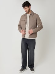 Threadbare Brown Showerproof Lightweight Zip Up Jacket With Collar - Image 5 of 5
