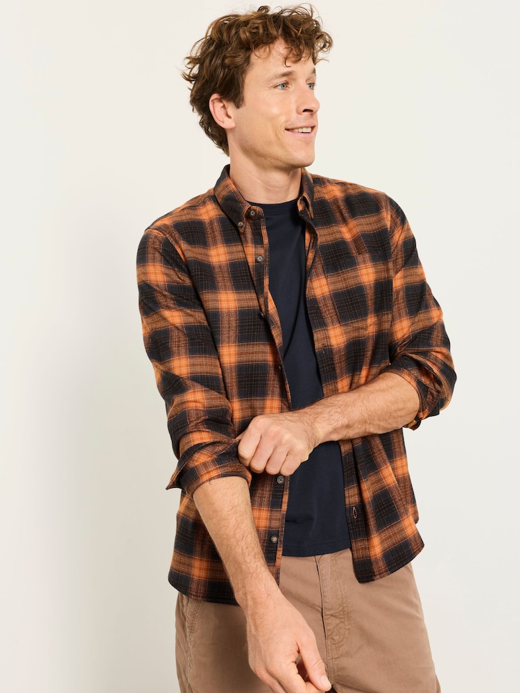 FatFace Orange Long Sleeve York Check Shirt - Image 1 of 6