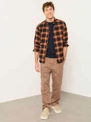 FatFace Orange Long Sleeve York Check Shirt - Image 4 of 6