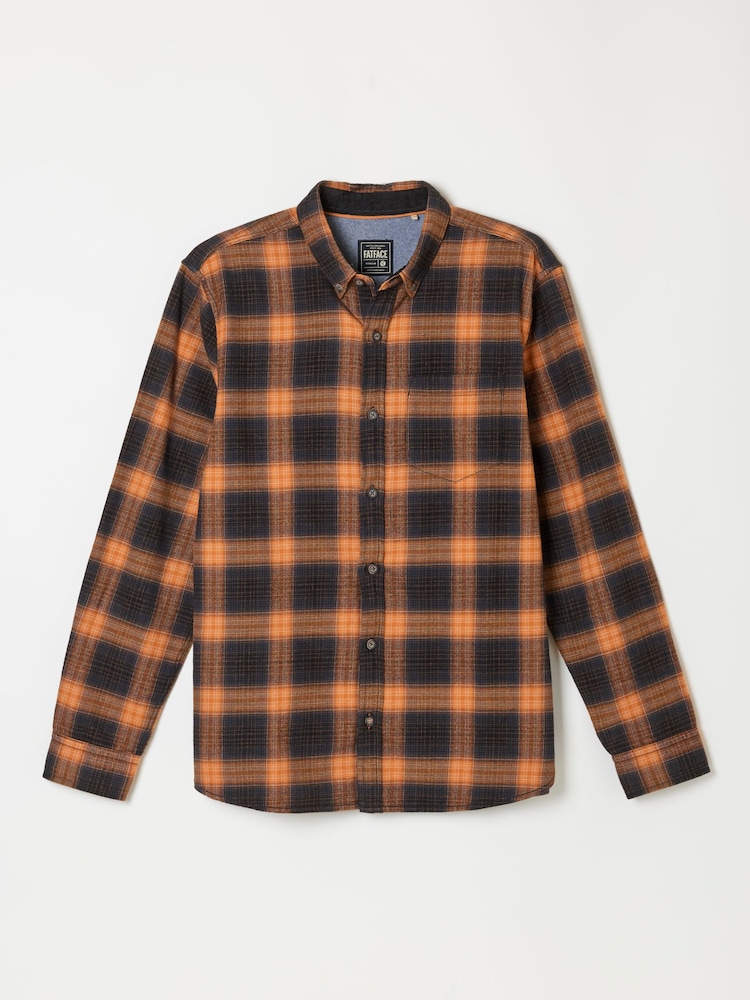 FatFace Orange Long Sleeve York Check Shirt - Image 6 of 6