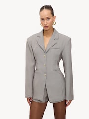 LOAVIES Grey Hug In A Stitch Houndstooth Tailored Blazer - صورة 2 من 5