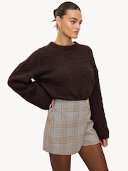 LOAVIES Grey The Peony Promise Check Skort - תמונה 3 מתוך 5