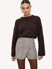 LOAVIES Grey The Peony Promise Check Skort - תמונה 4 מתוך 5