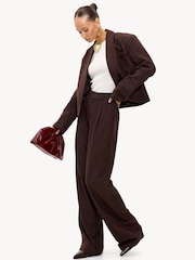 LOAVIES Stole My Soul Pinstripe Wide Leg Brown Trousers - Image 3 of 5