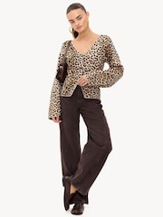 LOAVIES Knit Me Baby One More Time Animal Print Cardigan - Image 1 of 5
