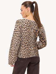 LOAVIES Knit Me Baby One More Time Animal Print Cardigan - Image 2 of 5