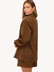 LOAVIES Retro Flavour Blazer Shape Brown Blouse - Image 3 of 5