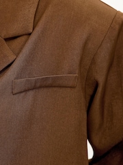 LOAVIES Retro Flavour Blazer Shape Brown Blouse - Image 5 of 5