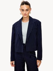 LOAVIES Blue Around The World With You Pinstripe Blazer - Image 3 of 5