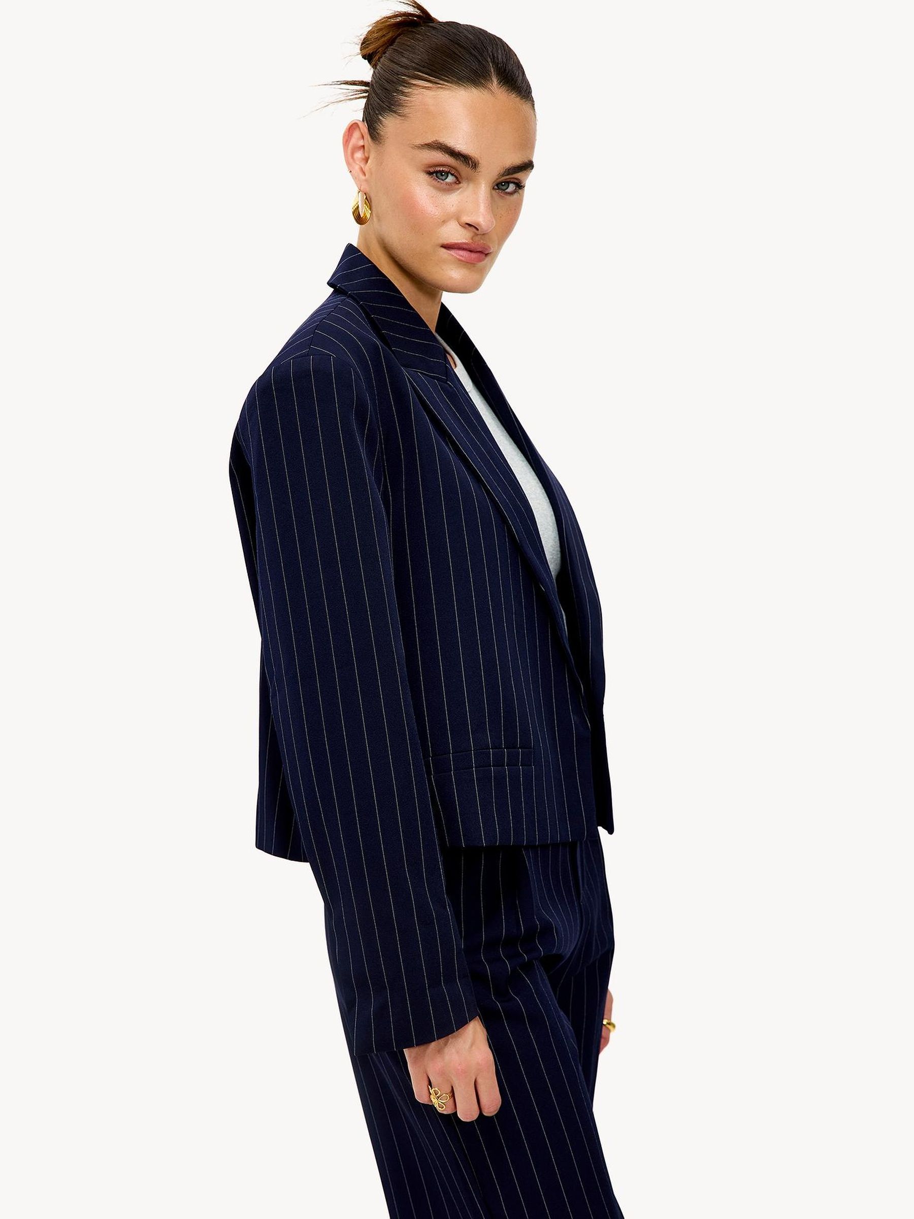 Buy LOAVIES Blue Around The World With You Pinstripe Blazer from