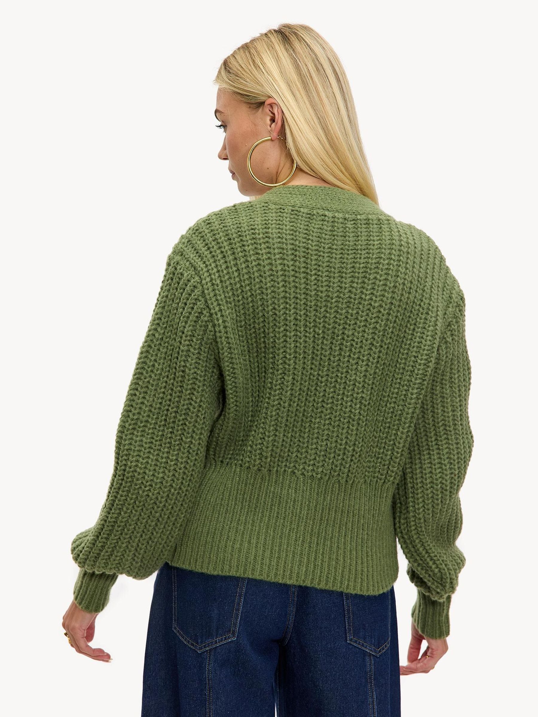 Buy LOAVIES Green Sugar Pine Dream Statement Button Chunky Knit