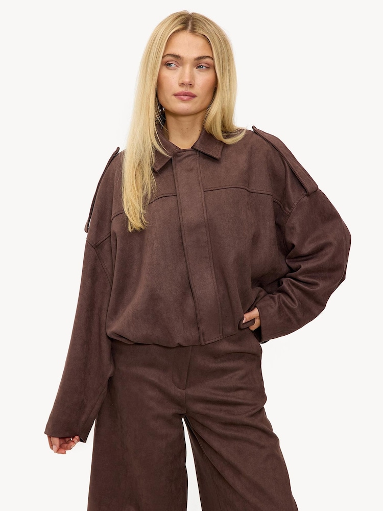 LOAVIES Dazzling Delight Bomber Brown Jacket - Image 1 of 5 LOAVIES Dazzling Delight Bomber Brown Jacket - Image 1 of 5