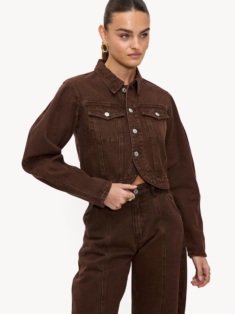 LOAVIES The Stillness Of Frost Denim Brown Jacket - Image 1 of 5 LOAVIES The Stillness Of Frost Denim Brown Jacket - Image 1 of 5