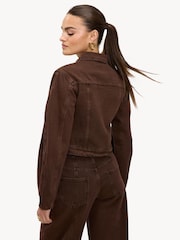 LOAVIES The Stillness Of Frost Fitted Denim Brown Jacket - תמונה 2 מתוך 5